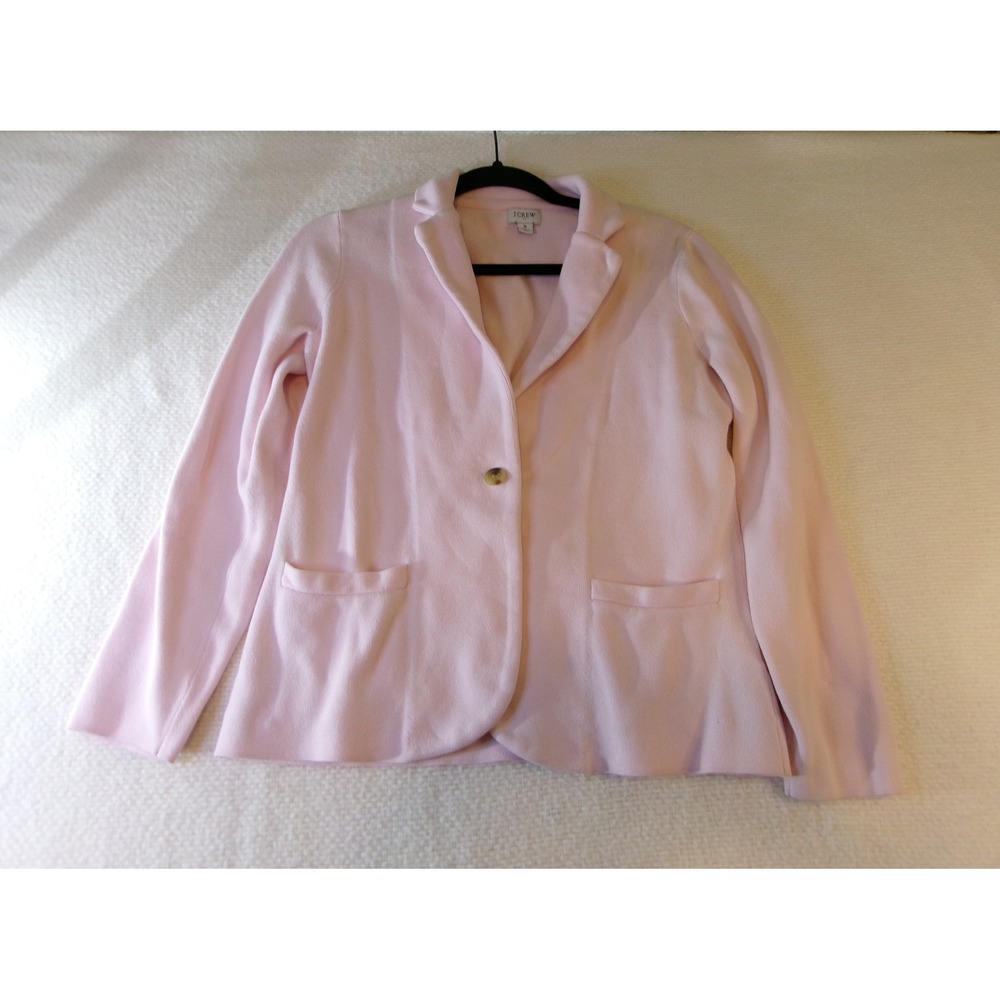 J. Crew Pink Cotton Knit Blazer Single‎ Button Sweater Jacket BF227 Womens Small